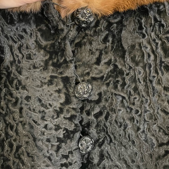 Vintage LEWIS BROS. FURS BROOKLYN Womens Black Fur Crop Winter Jacket Size M/L - Picture 7 of 10